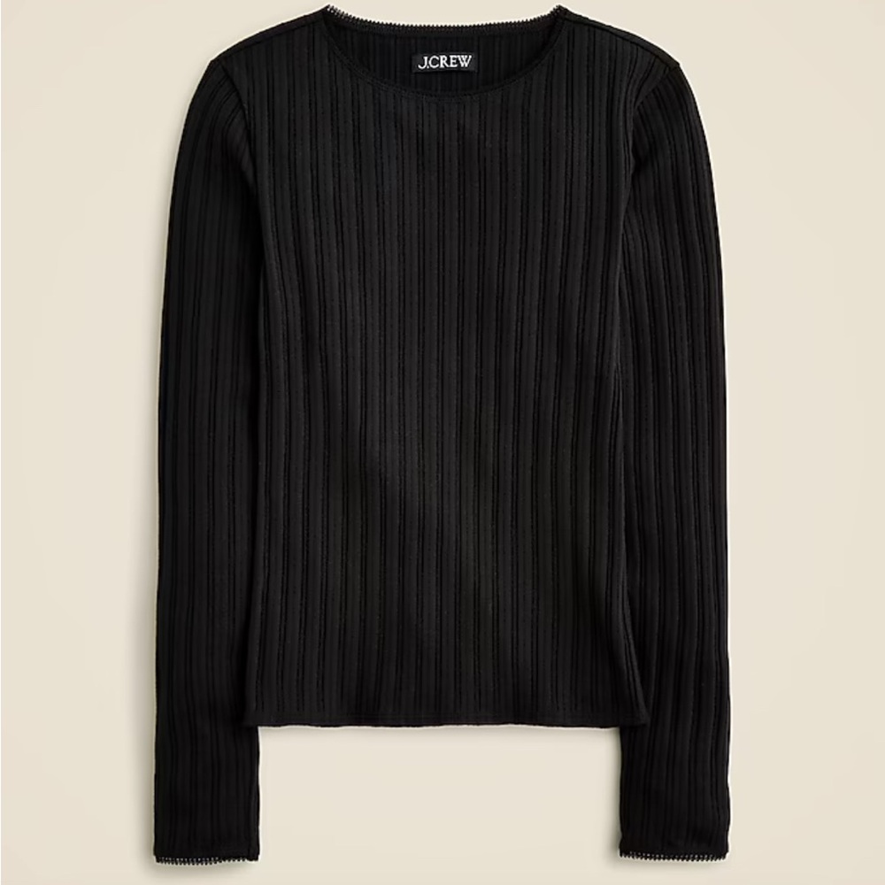 J.crew  NWT Pointelle long-sleeve T-shirt Black XS